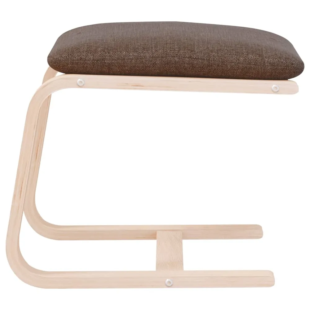 Repose-pieds tabouret 51 x 41 x 40 cm tissu marron et bois de bouleau DEC030457