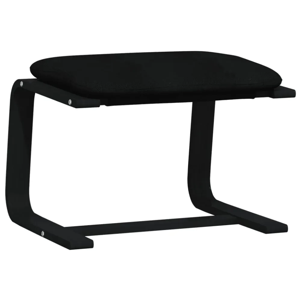 Repose-pieds tabouret 51 x 41 x 40 cm tissu noir et bois massif de bouleau DEC030483