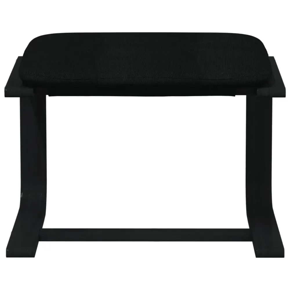 Repose-pieds tabouret 51 x 41 x 40 cm tissu noir et bois massif de bouleau DEC030483
