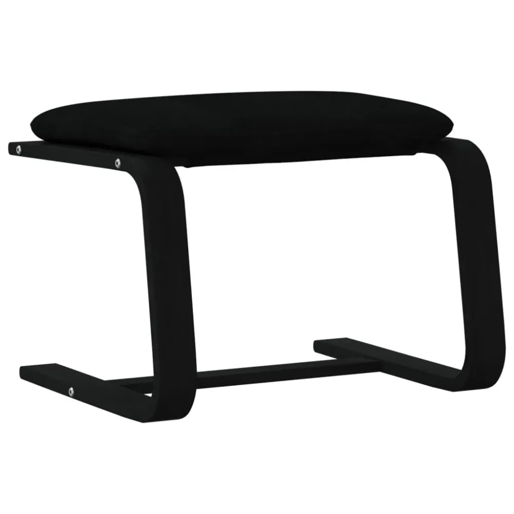 Repose-pieds tabouret 51 x 41 x 40 cm tissu noir et bois massif de bouleau DEC030483