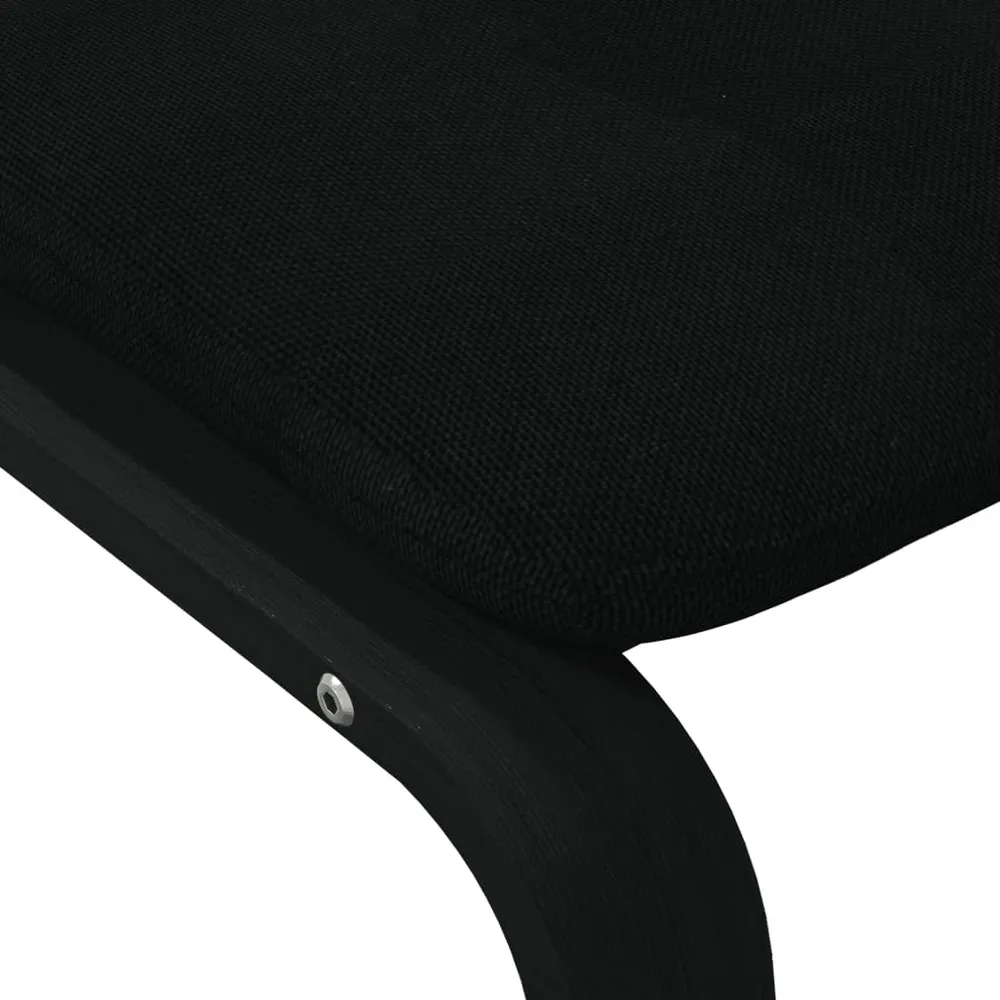 Repose-pieds tabouret 51 x 41 x 40 cm tissu noir et bois massif de bouleau DEC030483