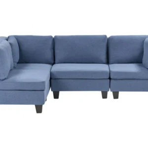 4 Seater Right Hand Configurable Fabric Corner Sofa Blue UNSTAD