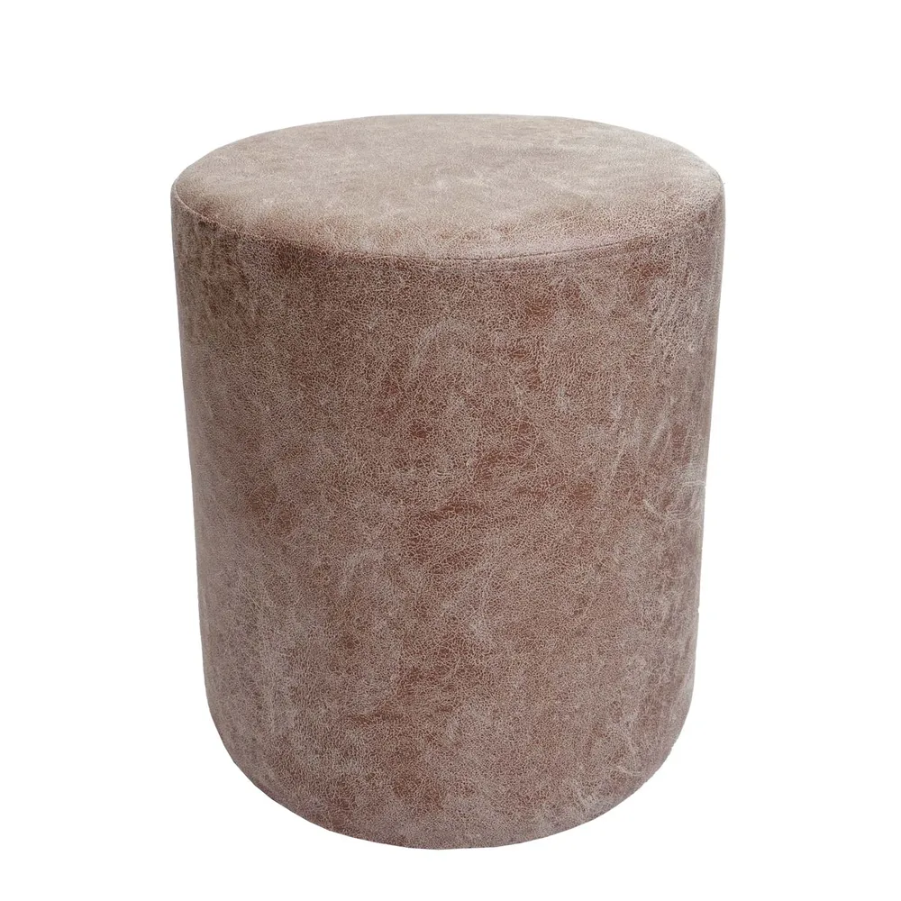 Set table-tabouret table d'appoint repose-pieds MDF VINYLE marron et métal noir 04_0007477