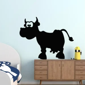 Sticker ardoise tableau noir - stickers muraux adhésif effaçable - CARICATURE D'UNE VACHE - 110x140cm