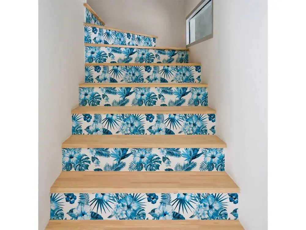 Stickers adhésifs escalier carrelages contremarche - TROPICAL SANTOS - 40x140cm
