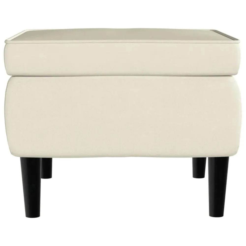 Tabouret assise repose-pieds avec pieds en bois en velours crème DEC026298