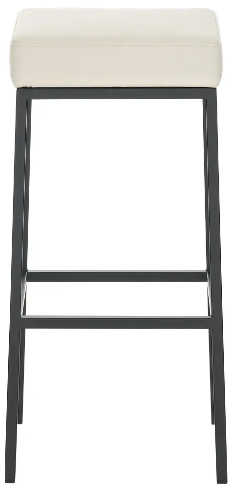 Tabouret de bar avec repose-pieds design moderne VINYLE crème et métal noir mat 10_0000646