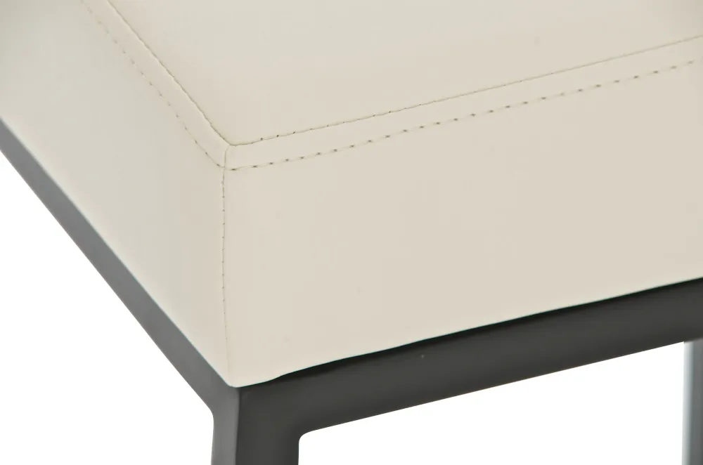 Tabouret de bar avec repose-pieds design moderne VINYLE crème et métal noir mat 10_0000646