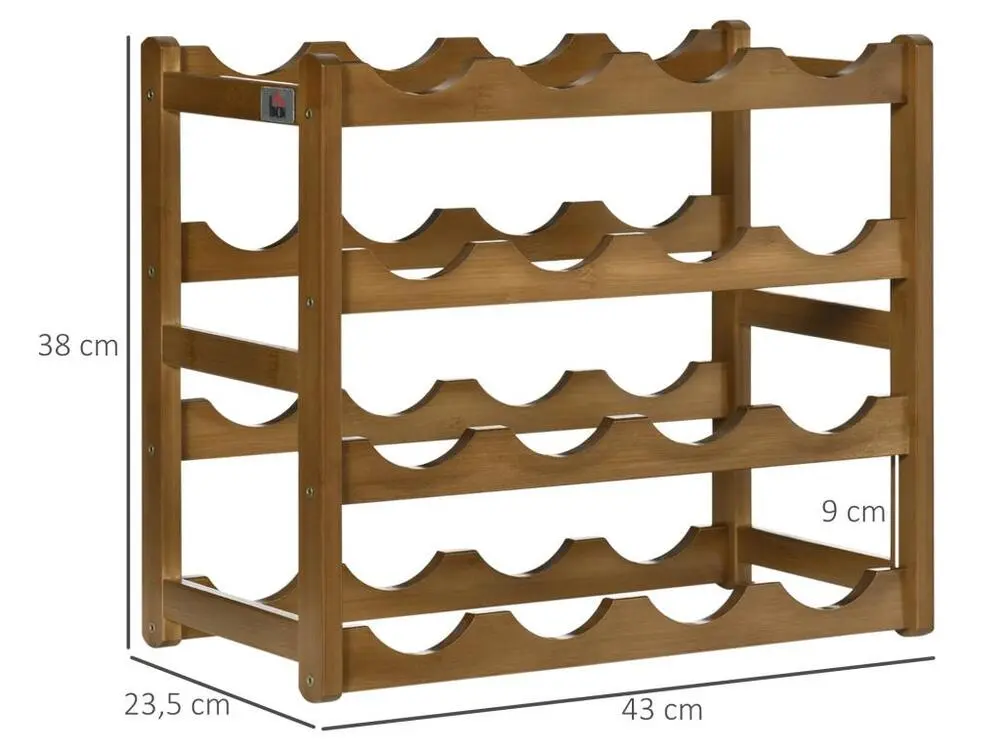 Étagère à bouteilles casier à vin range bouteilles horizontal 4 niv. 16 bouteilles max. bois de bambou