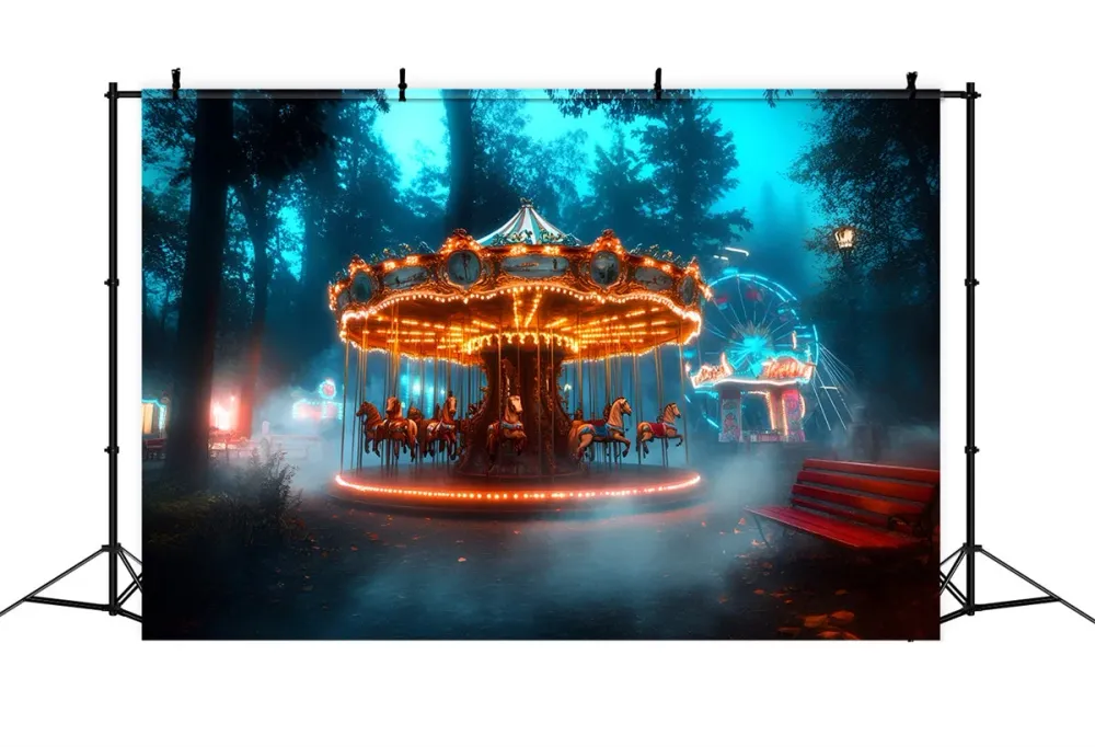 Toile de fond Carnaval Carrousel êt Enchantée Grande Roue GQ5-123