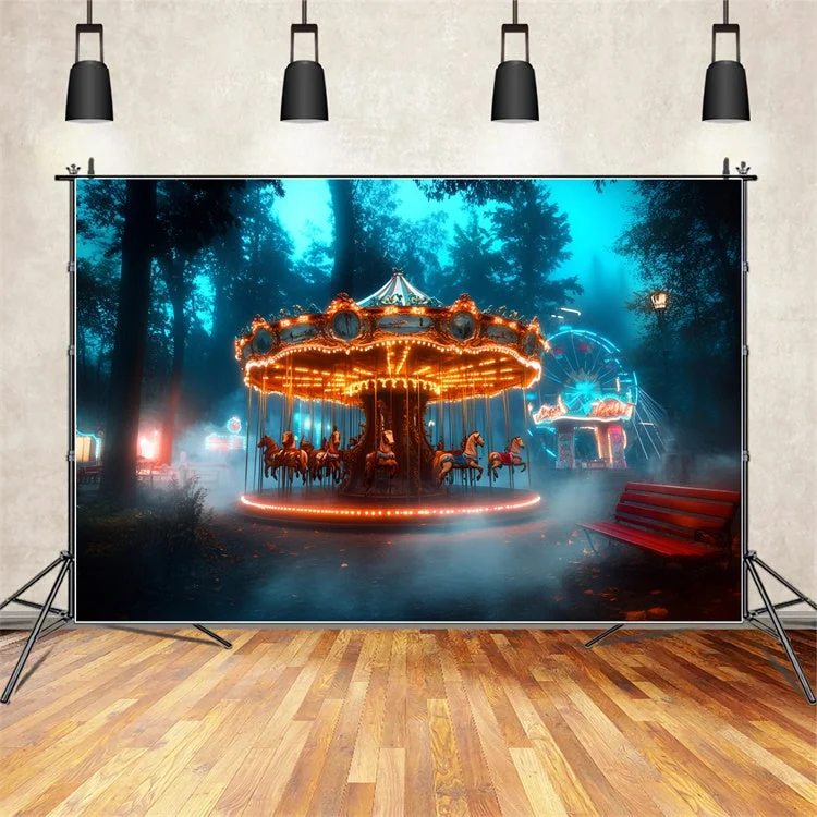 Toile de fond Carnaval Carrousel êt Enchantée Grande Roue GQ5-123