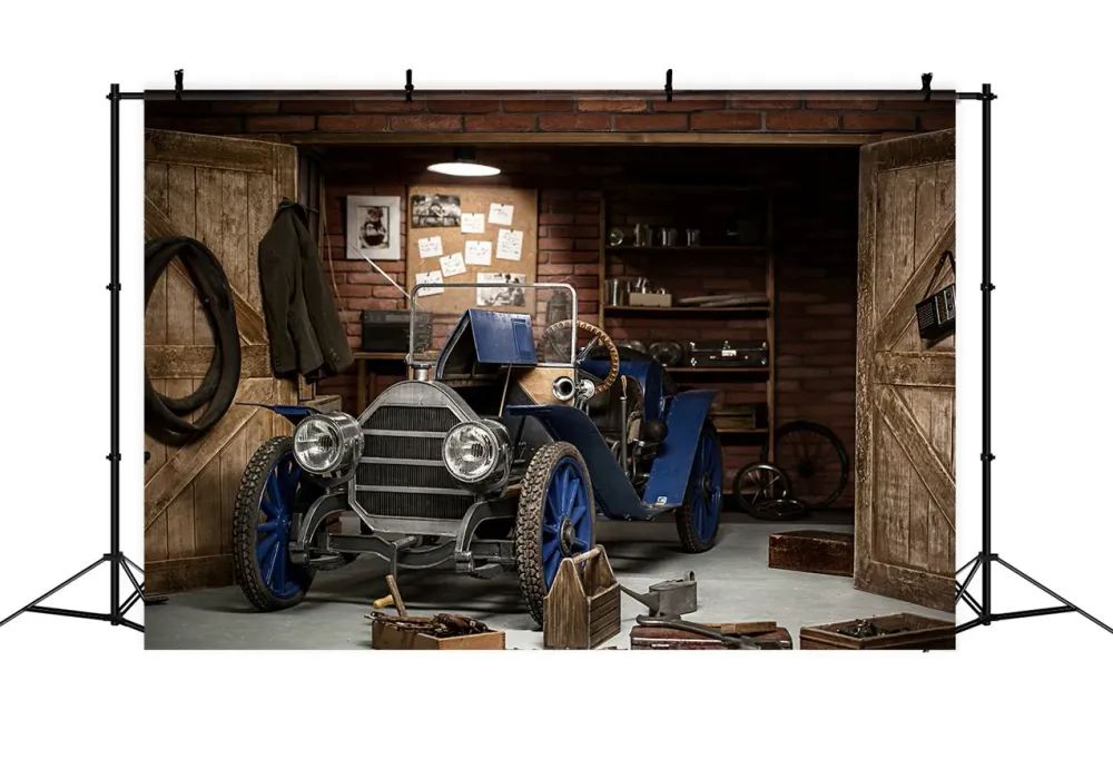 Toile de fond Joyeuse Fête des Pères Garage D'époque Voiture GQ2-214
