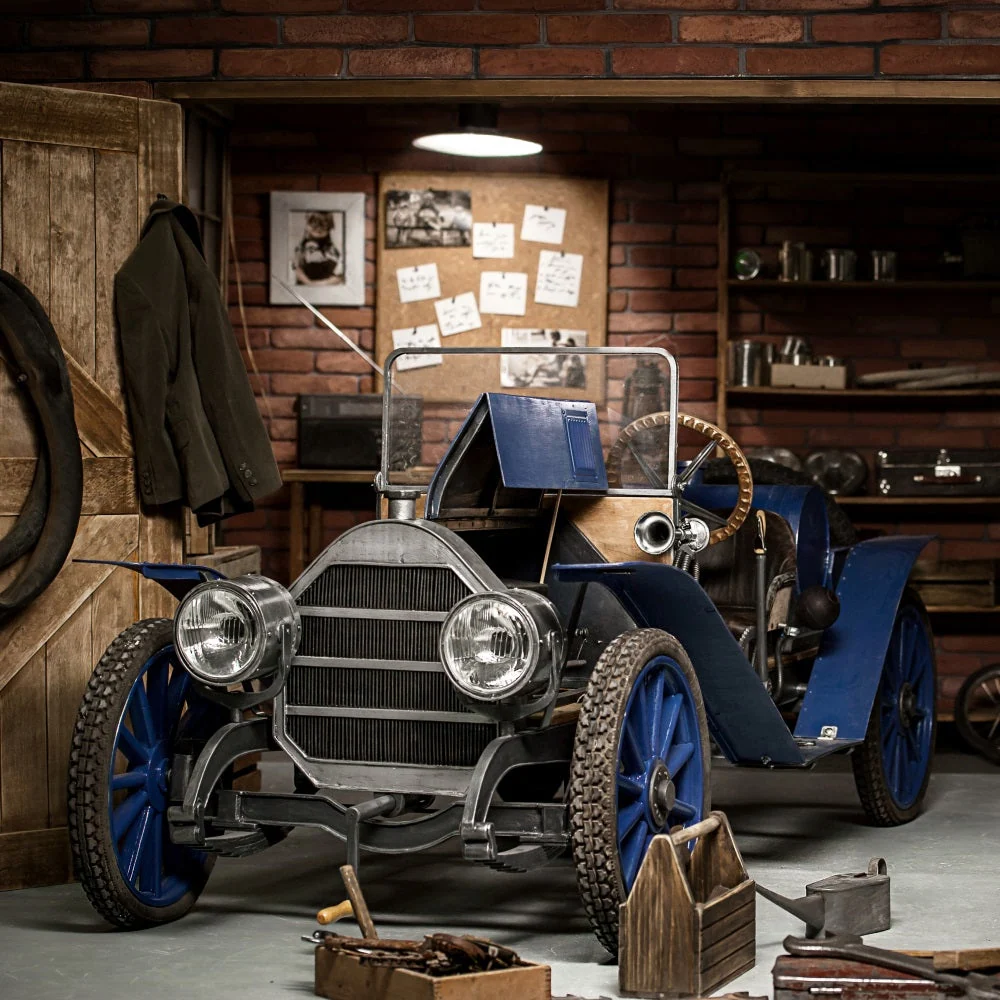Toile de fond Joyeuse Fête des Pères Garage D'époque Voiture GQ2-214