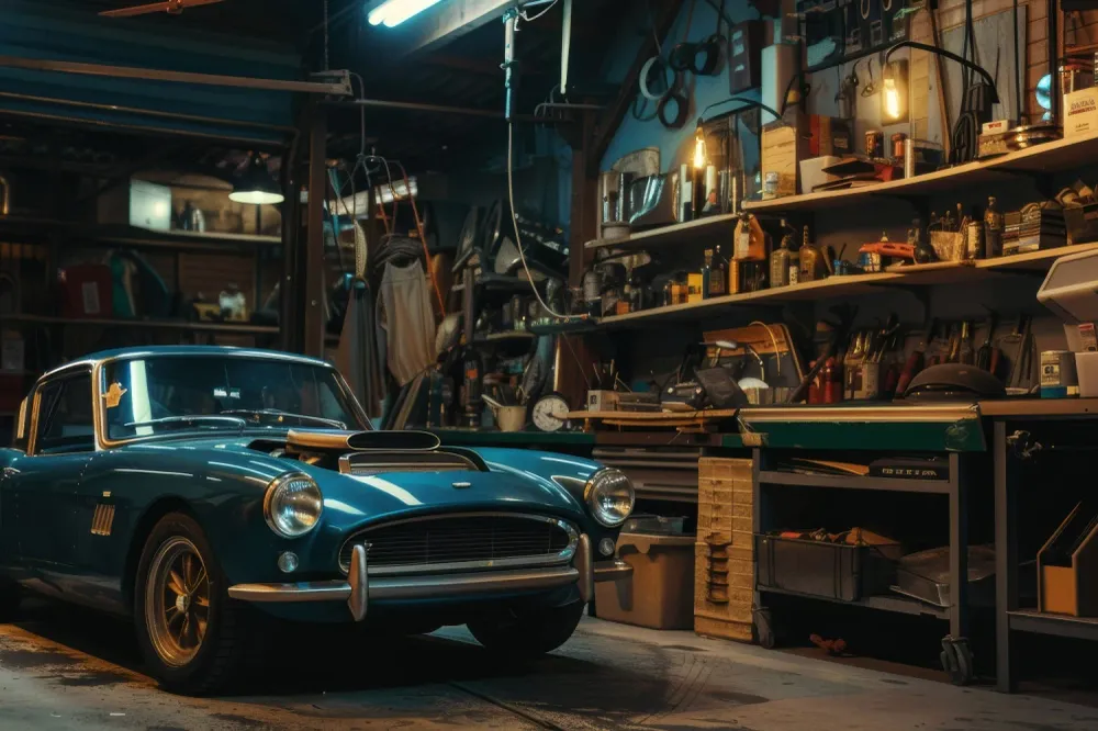 Toile de fond Pour Fête des Pères Garage Voiture Classique GQ2-222
