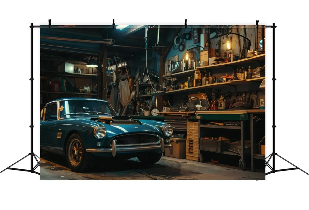 Toile de fond Pour Fête des Pères Garage Voiture Classique GQ2-222