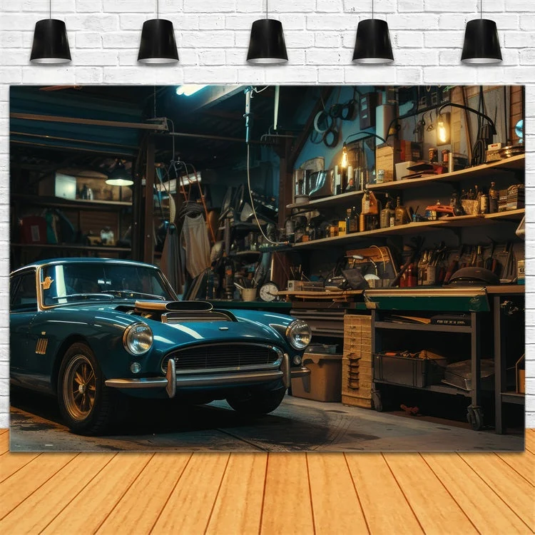 Toile de fond Pour Fête des Pères Garage Voiture Classique GQ2-222
