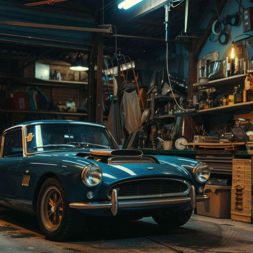Toile de fond Pour Fête des Pères Garage Voiture Classique GQ2-222