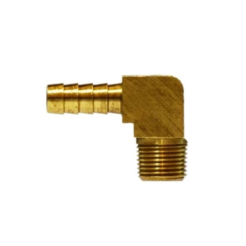 5/16" Hose Barb X 1/8" Male NPTF Bar stock Hose Barb X MIP 90 Degree Elbow Laiton Fittings 32036B