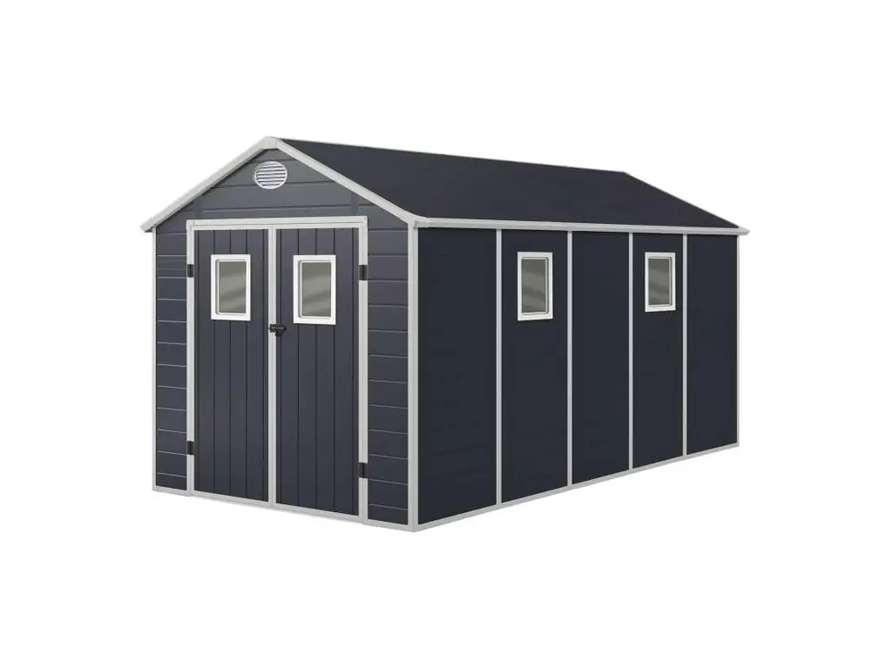 Abri de Jardin en Résine Gardiun Zoe E 11,04 m² 242x456x239 cm Plancher Gris Anthracite