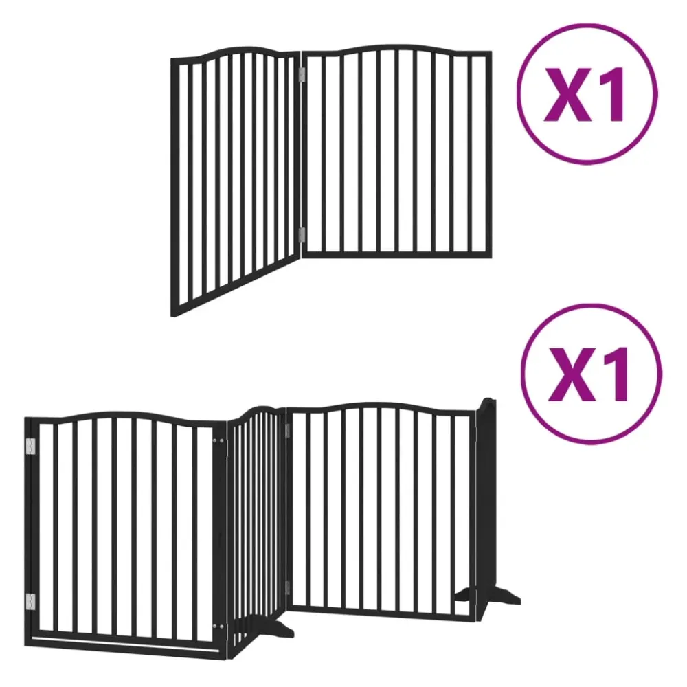 Barrière de sécurité pour chien animaux de compagnie porte pliable 6 panneaux bois peuplier noir 02_0023224