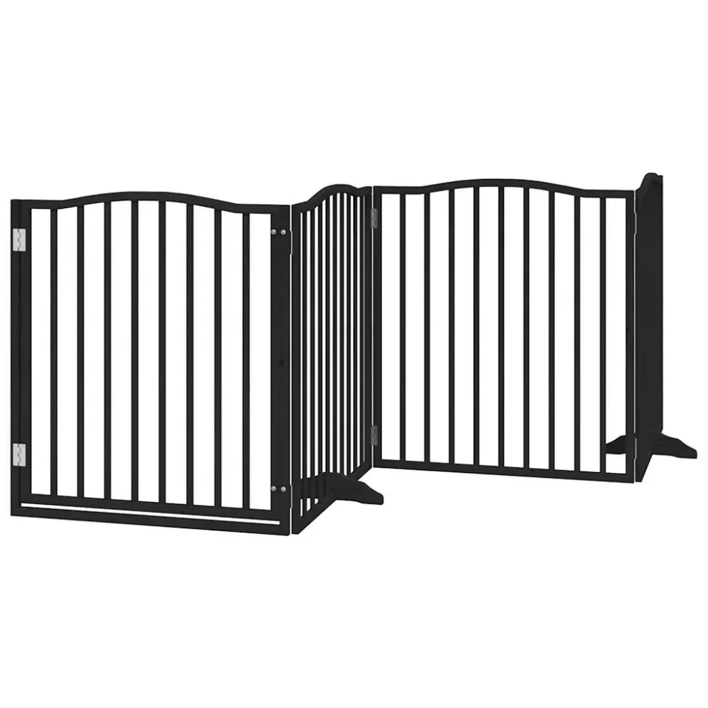 Barrière de sécurité pour chien animaux de compagnie porte pliable 6 panneaux bois peuplier noir 02_0023224