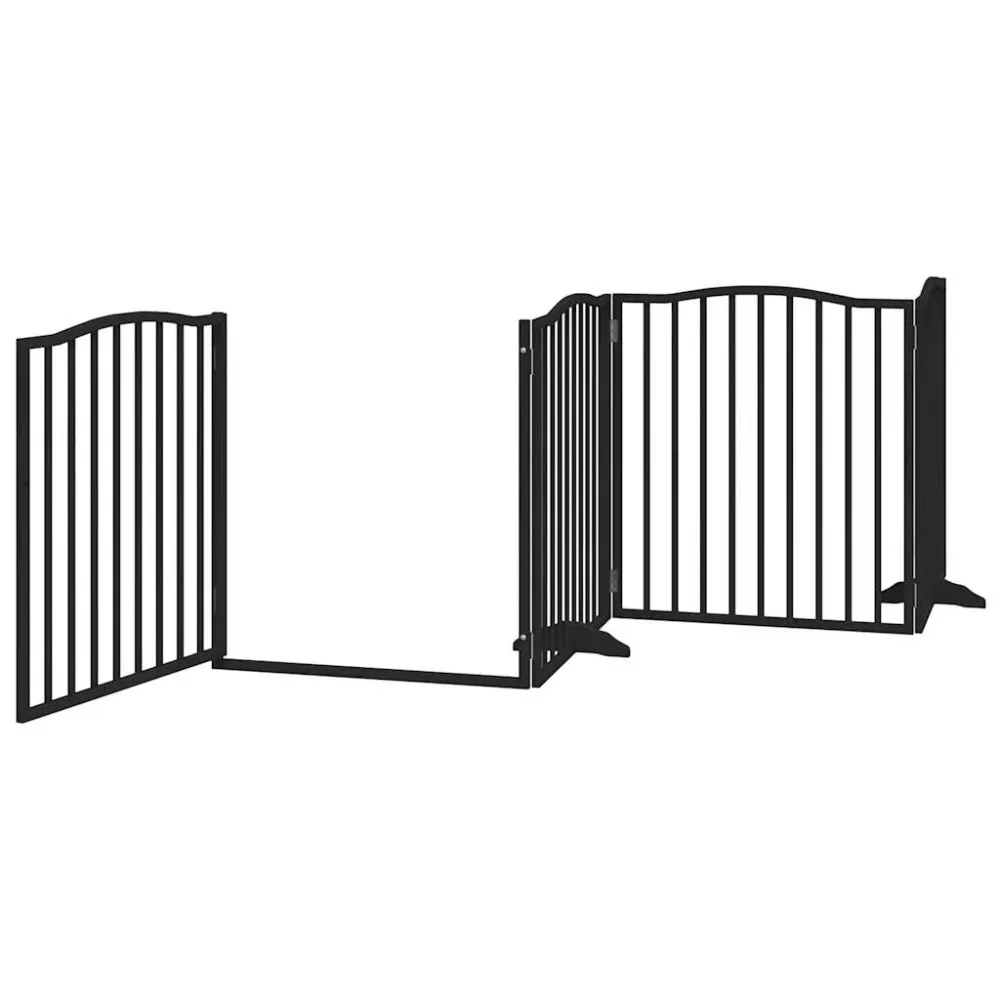 Barrière de sécurité pour chien animaux de compagnie porte pliable 6 panneaux bois peuplier noir 02_0023224