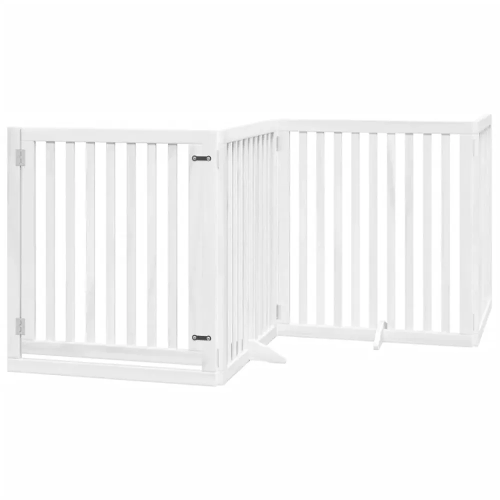 Barrière de sécurité pour chien animaux de compagnie porte pliable 8panneaux bois peuplier blanc 02_0023266