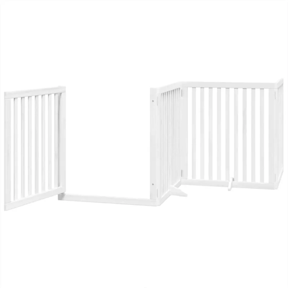 Barrière de sécurité pour chien animaux de compagnie porte pliable 8panneaux bois peuplier blanc 02_0023266