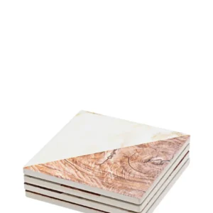 Kitchen Life 4 Piece Square Shaped Coaster Set - Blanc pur