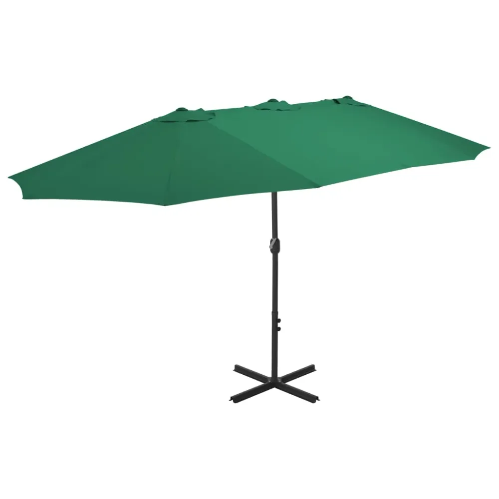Parasol d'extérieur et mât en aluminium 460 x 270 cm vert 02_0008293