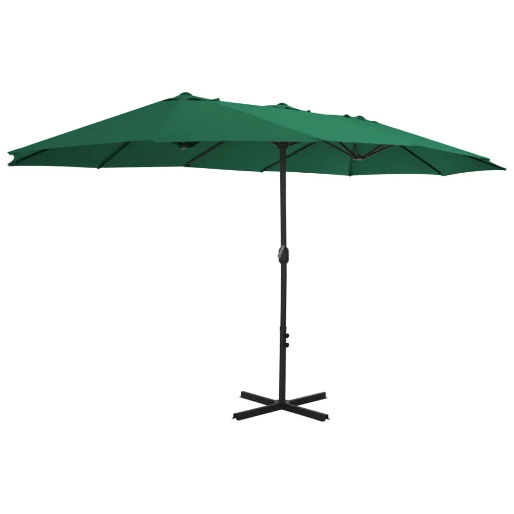 Parasol d'extérieur et mât en aluminium 460 x 270 cm vert 02_0008293
