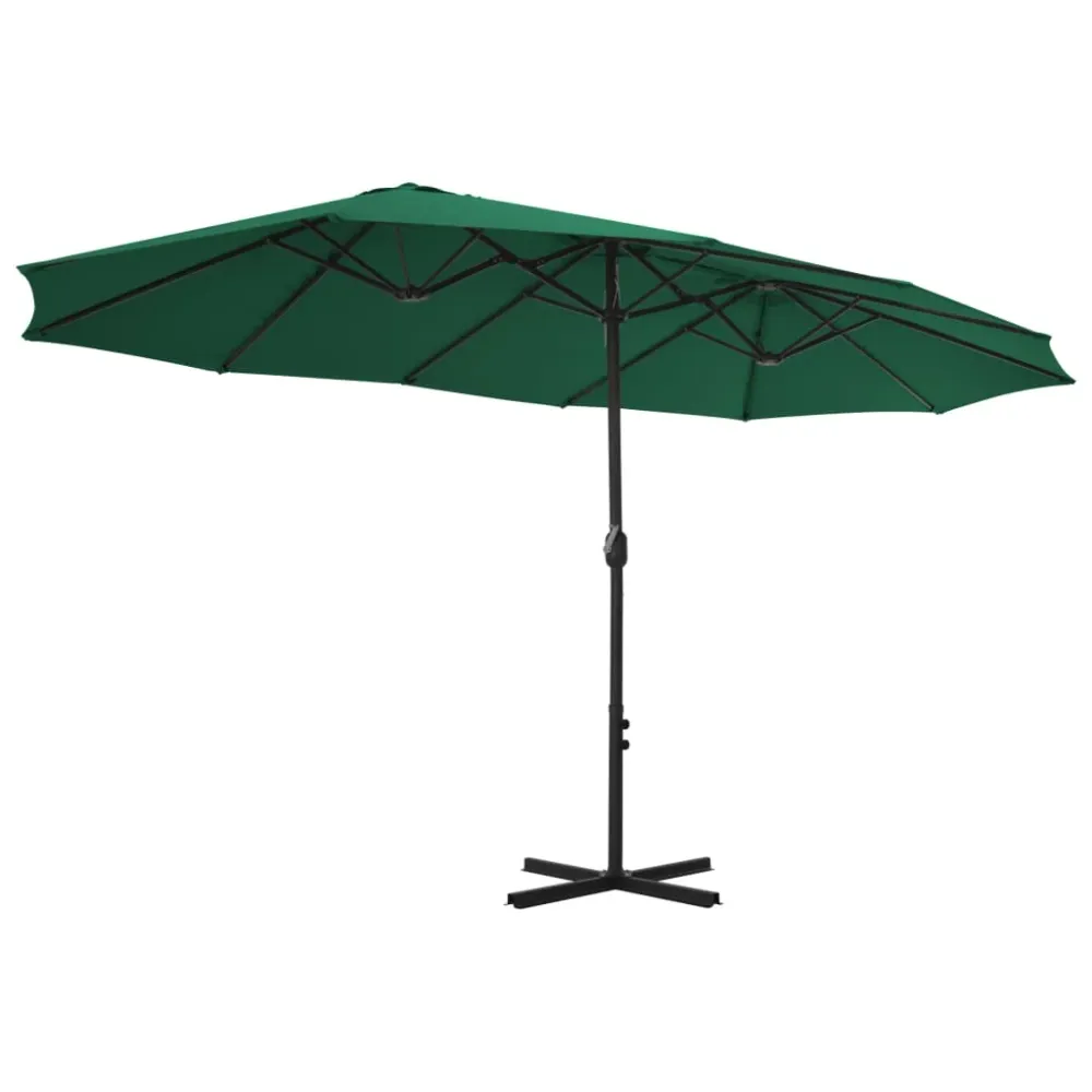 Parasol d'extérieur et mât en aluminium 460 x 270 cm vert 02_0008293