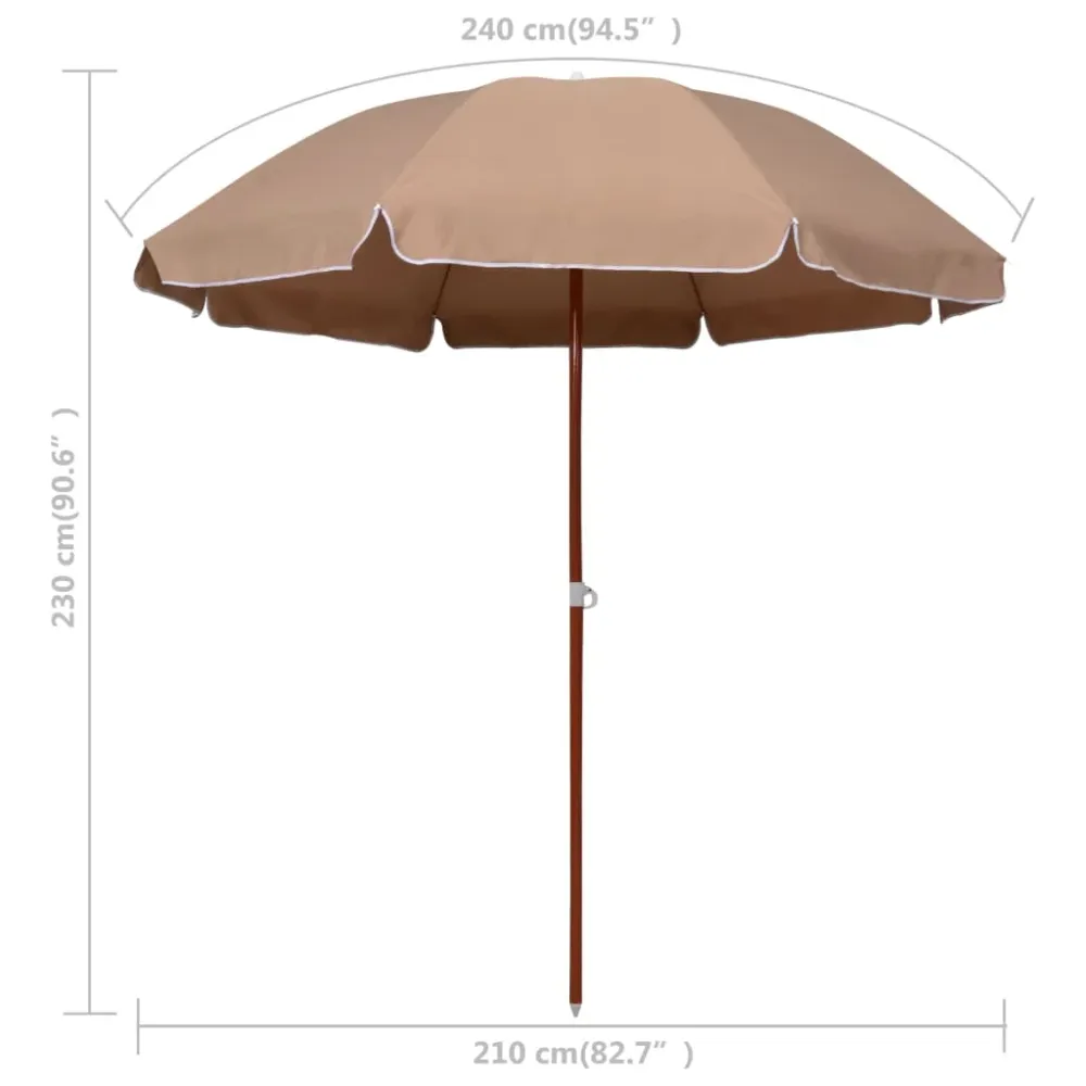 Parasol d'extérieur avec mât en acier 240 cm taupe 02_0008102