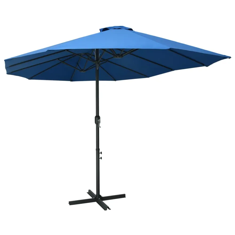 Parasol d'extérieur et poteau en aluminium 460 x 270 cm bleu 02_0008295
