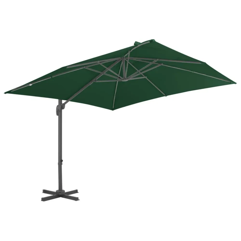 Parasol meuble de jardin en porte-à-faux avec mât en aluminium 400 x 300 cm vert 02_0008620
