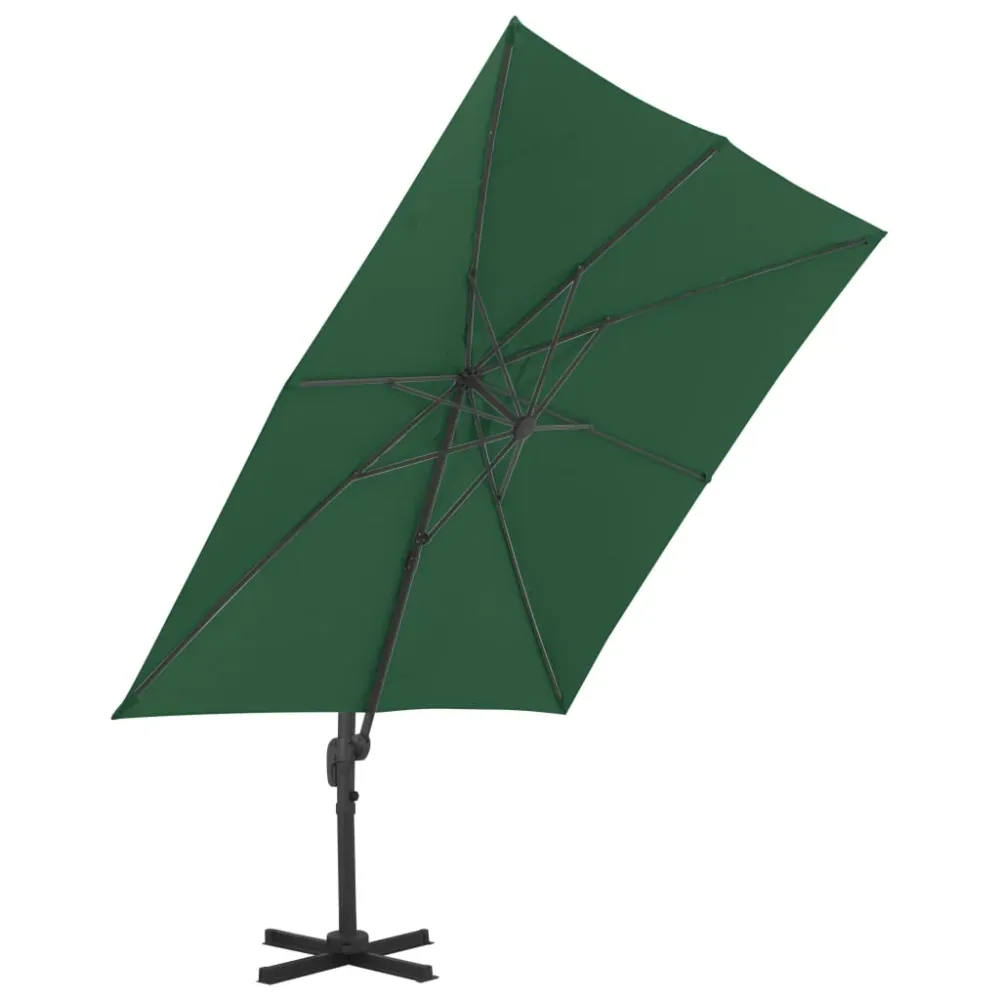 Parasol meuble de jardin en porte-à-faux avec mât en aluminium 400 x 300 cm vert 02_0008620