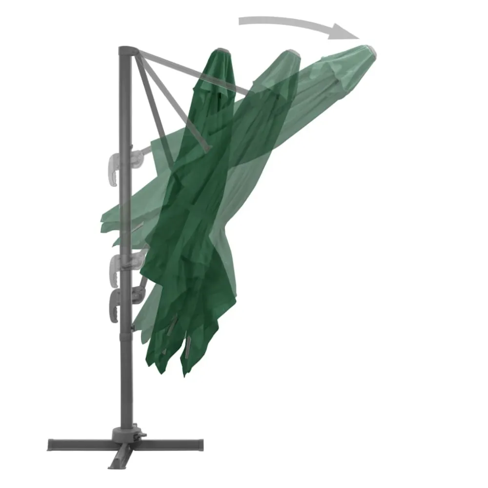 Parasol meuble de jardin en porte-à-faux avec mât en aluminium 400 x 300 cm vert 02_0008620