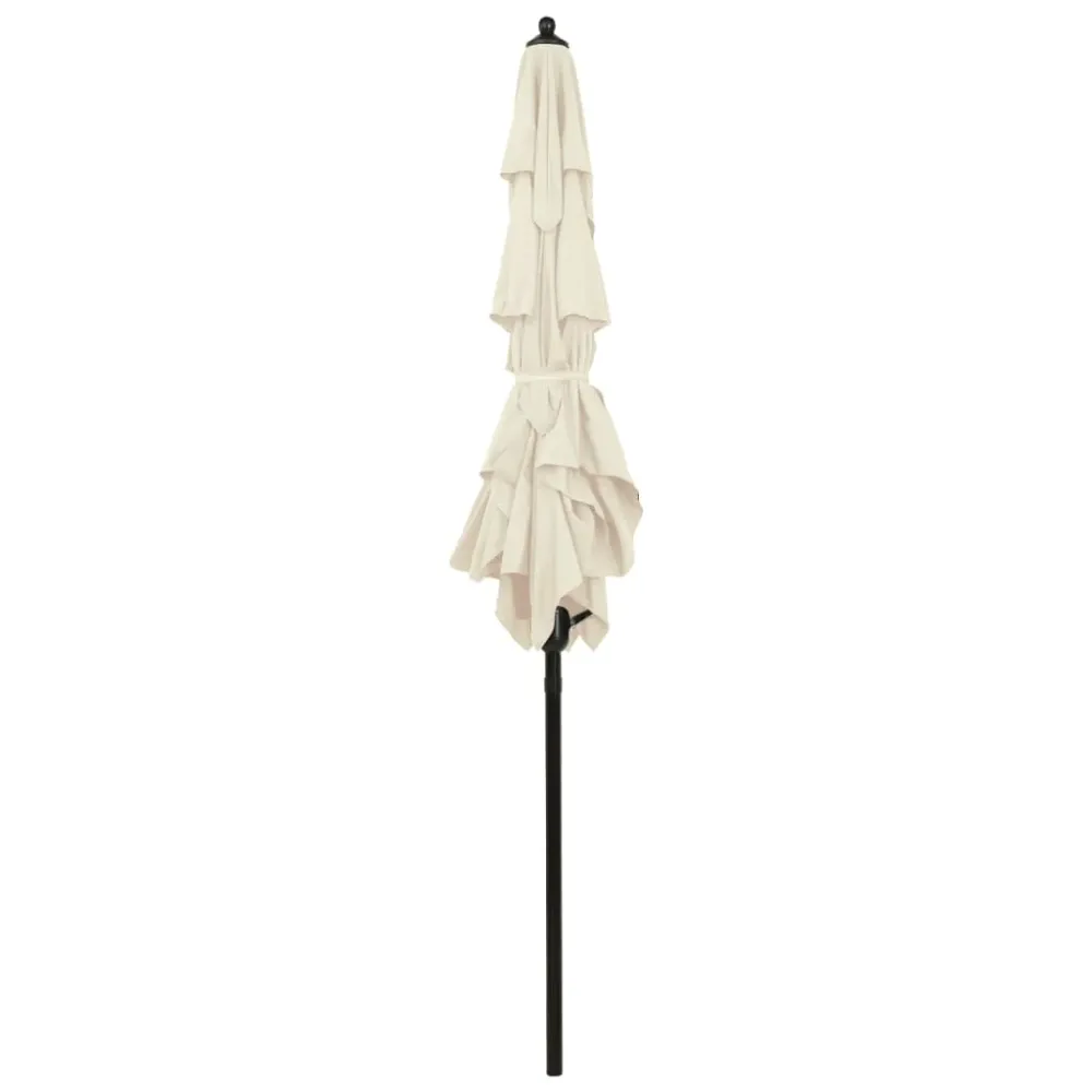 Parasol à 3 niveaux avec mât en aluminium 2 x 2 m sable 02_0008764