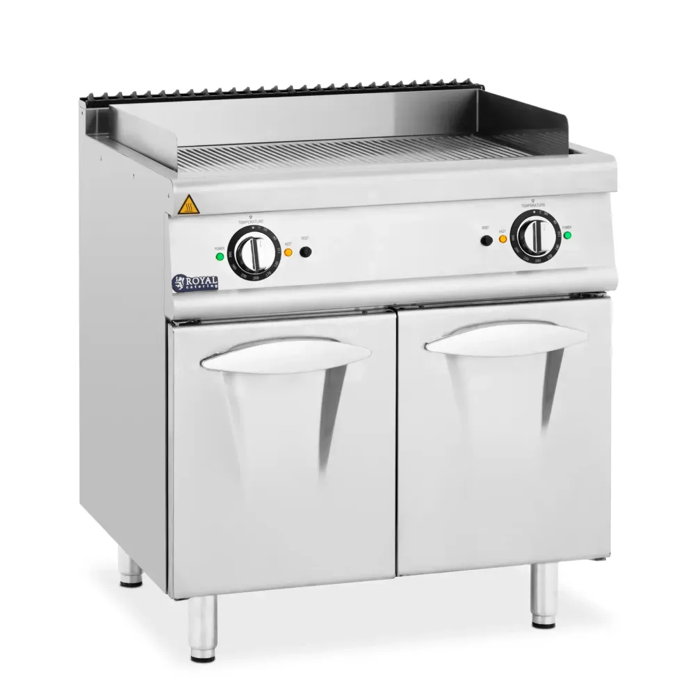 Plancha électrique dupliqué 10,8 kw rainurée armoire intégrée acier inoxydable acier chromé argent métallisé 14_0009541