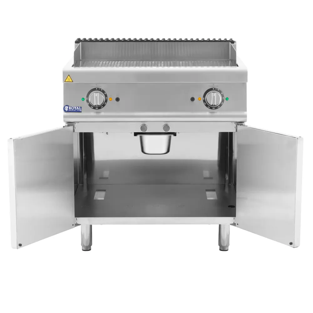 Plancha électrique dupliqué 10,8 kw rainurée armoire intégrée acier inoxydable acier chromé argent métallisé 14_0009541