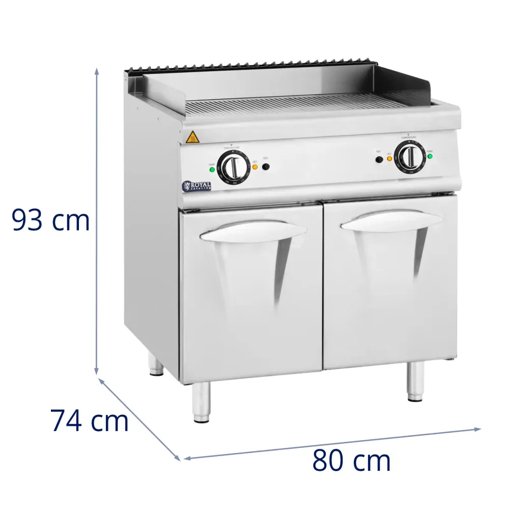 Plancha électrique dupliqué 10,8 kw rainurée armoire intégrée acier inoxydable acier chromé argent métallisé 14_0009541