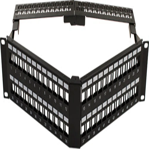 48 Port Angled Support Bar Noir jais Blank Patch Panel V-Type Cable Manager 043-384//48