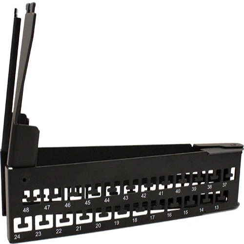 48 Port Angled Support Bar Noir jais Blank Patch Panel V-Type Cable Manager 043-384//48