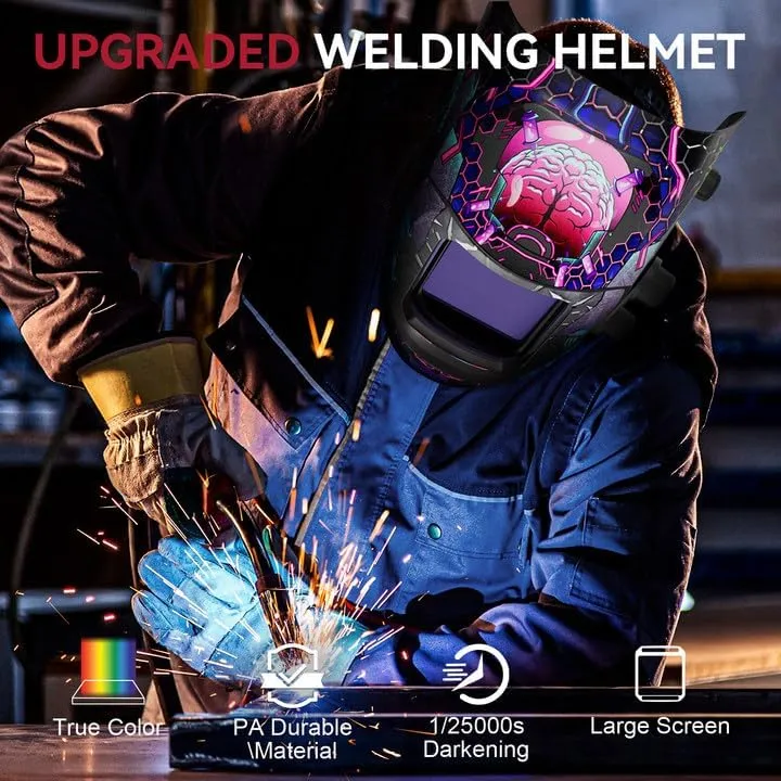 ARCCAPTAIN True Color Solar Auto-Darkening Welding Hood Cyberpunk Brain Design