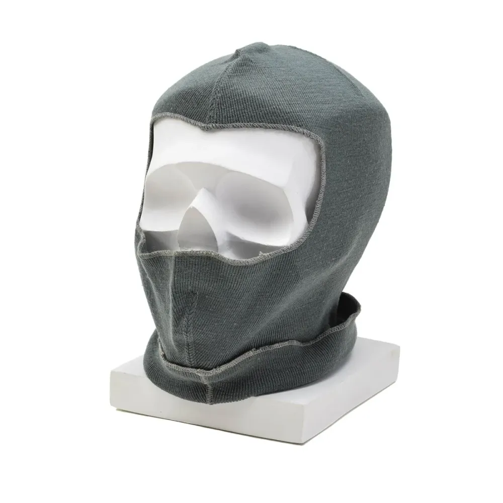 Cagoule militaire suisse originale en laine, masque d'hiver léger et bouillant, élastique, gris