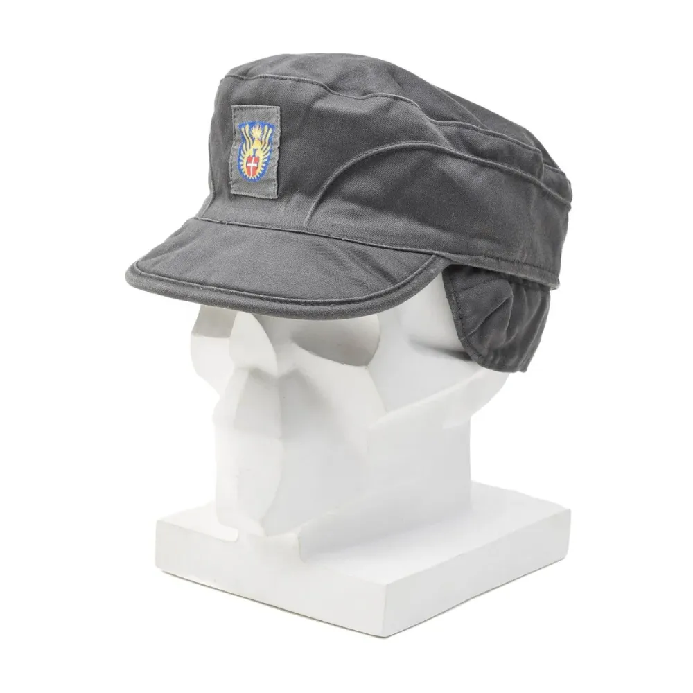 Casquette militaire danoise originale grise avec cache-oreilles pliables et légères, vieux, NEUF | Résistant aux UV | Anti...