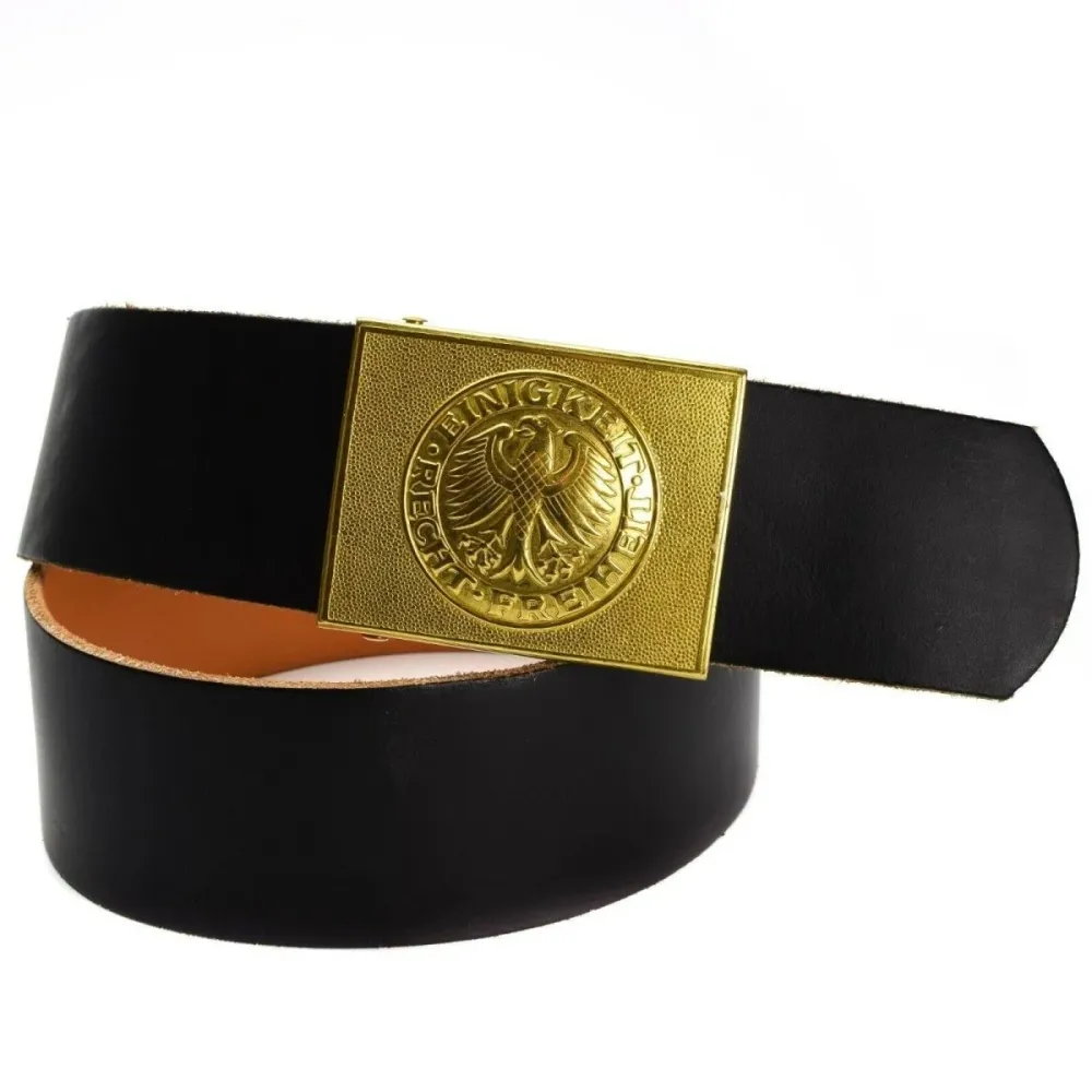 Ceinture militaire allemande originale en cuir avec boucle réglable en acier et insigne de l'armée Kit de fixation inclus
