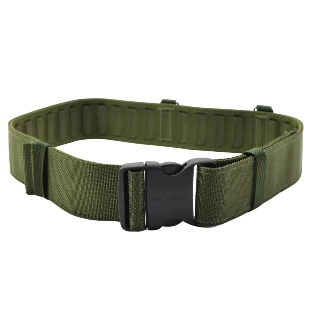 Ceinture tactique originale de l'armée danoise en toile de combat réglable olive NEUF Kit de fixation inclus