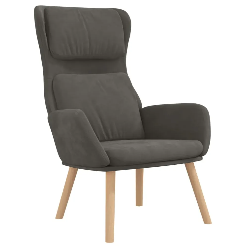 Fauteuil lounge chaise de canapé design actuel en velours gris foncé DEC026694