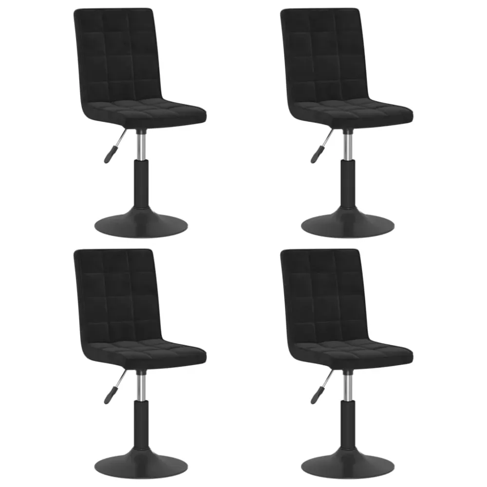 Lot de 4 chaises de salle à manger siège pivotant hauteur réglable en velours noir DEC025383 pour Motoneige